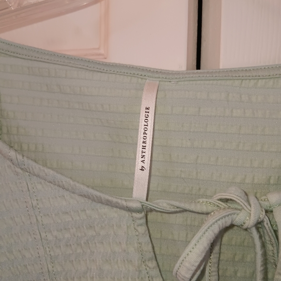 Anthropologie Mint Green Gerri Seersucker Boho Textured Blouse. Size M - Picture 3 of 7